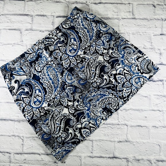 Karen Scott Dresses & Skirts - Karen Scott Blue White Paisley Floral Mini Skirt Women's 14 Nautical Cotton